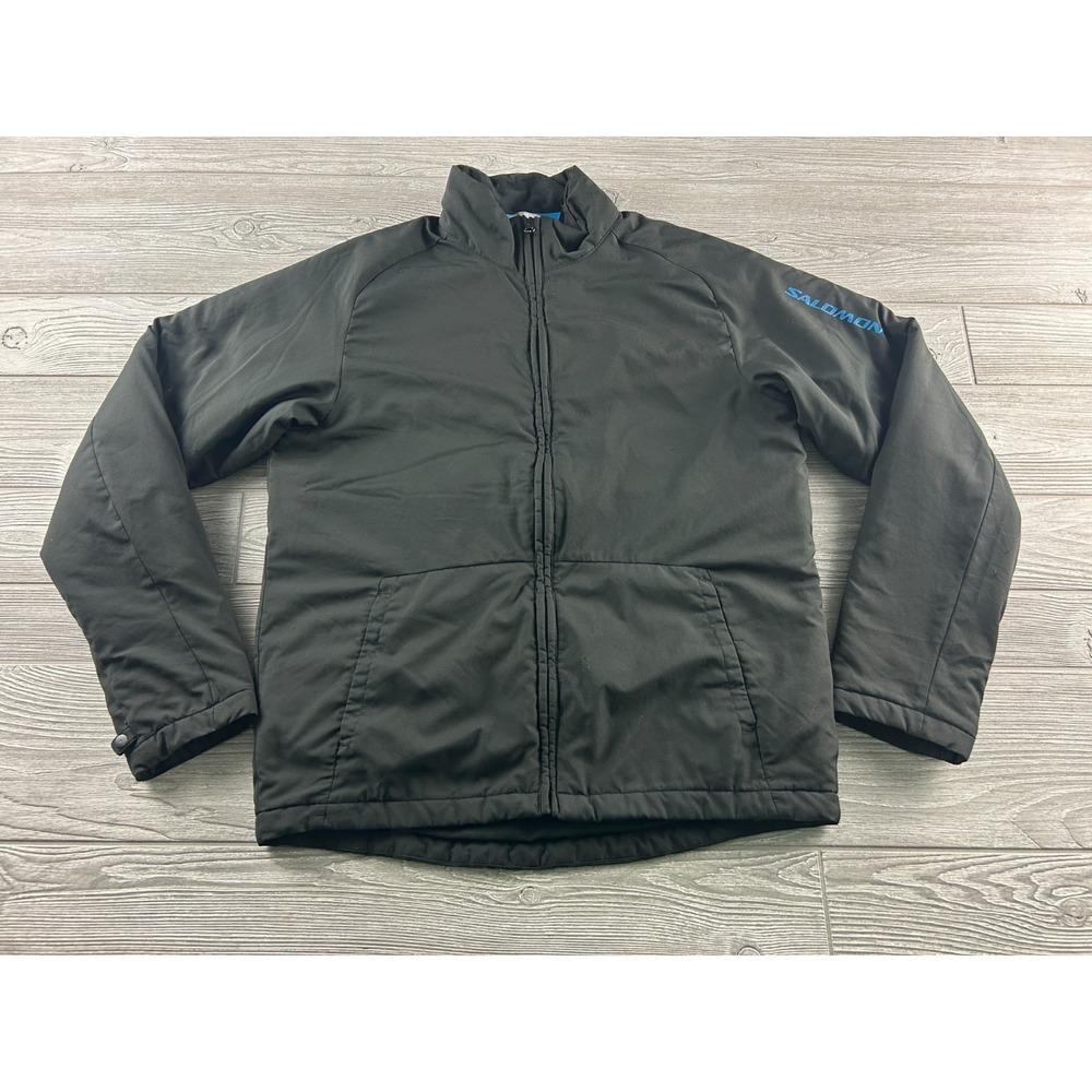 Salomon Jacket Mens Medium Black Softshell Full Zip Insulated Outdoor